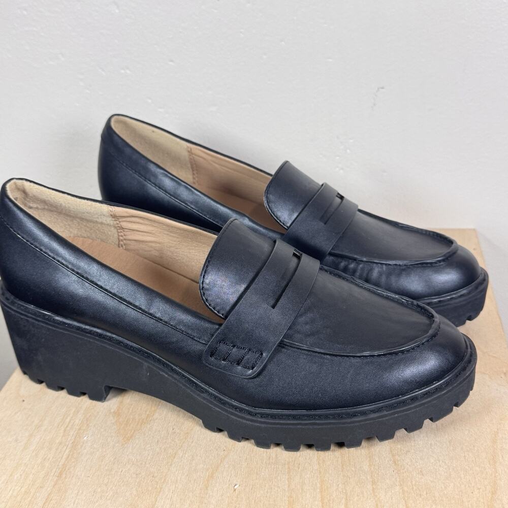 Dolce Vita Black Women’s Randee Penny Loafers 10 Chunky Y2K 90s Lug Sole Vegan